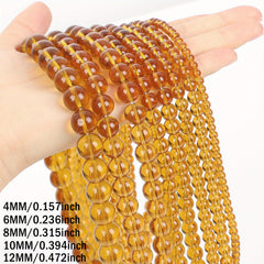 Amber Quartz Crystal Beads Natural Stone Round Spacer Bead Jewelry Making DIY