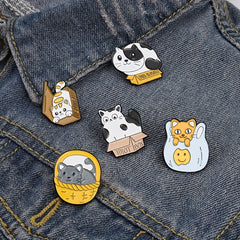 Cat Kitten Series Pin Badge in Box Shape Metal