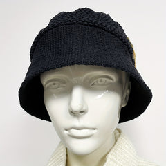 Yellow Flower Bee Bucket Hat Crochet Warm Basin Hat Women Cloche Hat