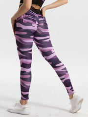 Camo Pattern Yoga Leggings High Waist Stretchy Sports Leggings