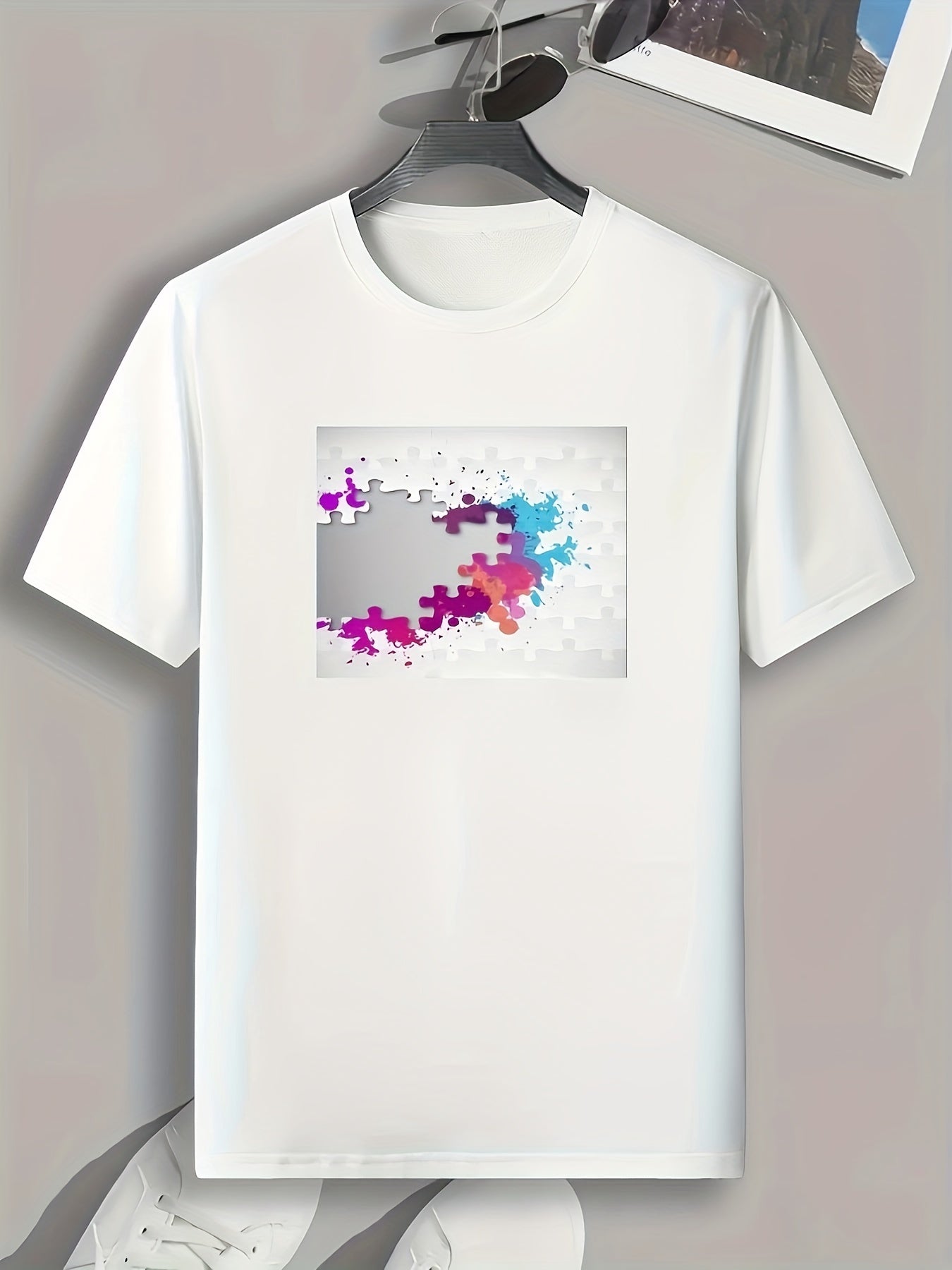 Puzzles Print Mens Graphic T shirt Casual Comfy Tees For Summer Mens Clothing
