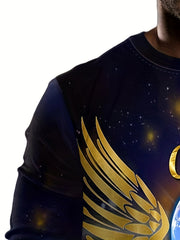 Wings Print Men's Long Sleeve Tee for Autumn