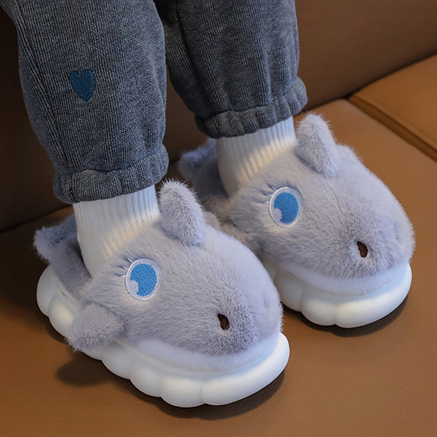 Shark Furry House Shoes For Boys Non Slip Soft Bottom Walking Shoes