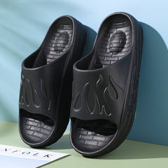 Men's Flame Pattern Cloud Slides Slippers Lightweight Non Slip Shoes