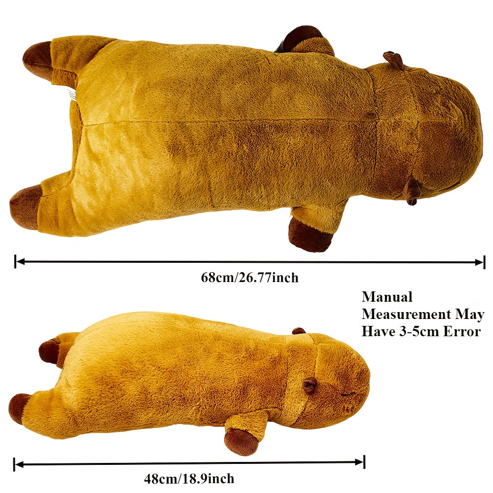 Capybara Plush Hugging Pillow Dark Brown with Pink Accents