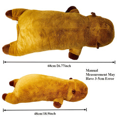 Capybara Plush Hugging Pillow Dark Brown with Pink Accents