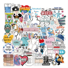 50 Nurse Themed Doodle Stickers for Laptops and More