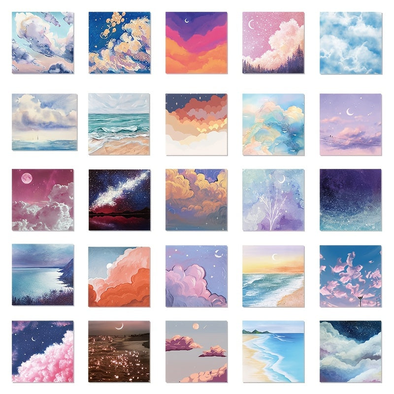 50pcs Landscape Doodle Stickers for Phone Laptop Water Cup