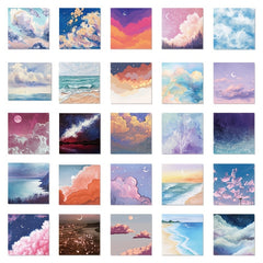 50pcs Landscape Doodle Stickers for Phone Laptop Water Cup