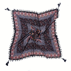 Boho Cashew Square Scarf Vintage Printed Tassel Shawl