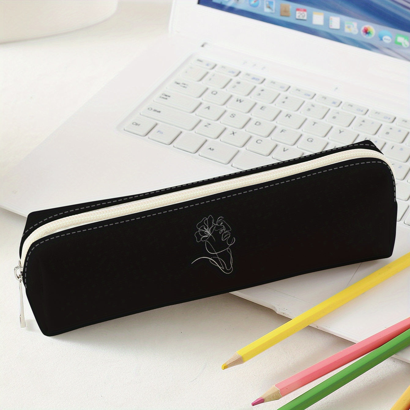 Large Capacity Zippered Pencil Case School Supplies Storage Bag Soft Bag