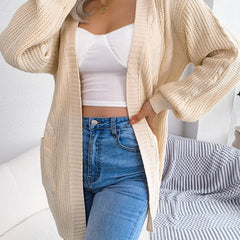Loose Cactus Lantern Sleeve Cardigan with Pockets