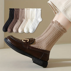 6 Pairs Comfy & Ruffle Women's Textured Socks