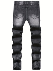 Slim Fit Ripped Jeans Mens Casual Street Style Distressed Denim Pants