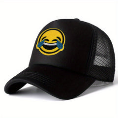 Smiling Tear Patch Trucker Hat Hip Hop Unisex Mesh Baseball Cap Breathable