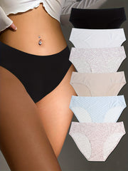 6pcs Geometric Pattern Briefs Seamless Comfy Stretchy Panties