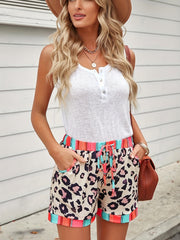 Leopard Print Drawstring Shorts Women's Clothing