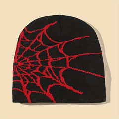 Gothic Spider Web Jacquard Beanie Y2K Unisex Skull Cap