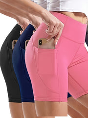 3-Pk Plus Size Sports Leggings Set Women's Wide Waistband Tummy Control