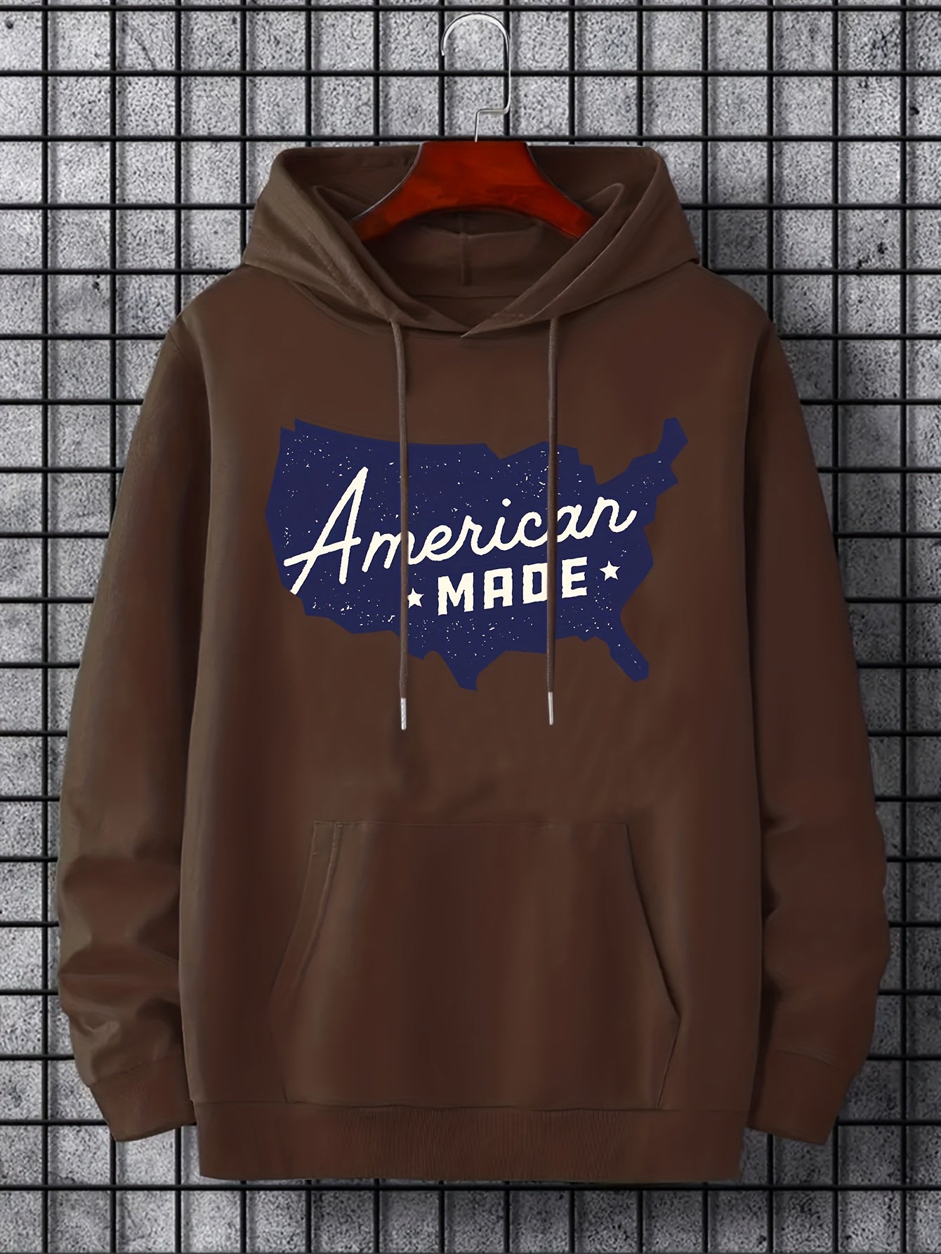 American Print Hoodie Men's Casual Graphic Pullover Hoodie