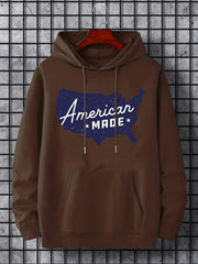 American Print Hoodie Men's Casual Graphic Pullover Hoodie