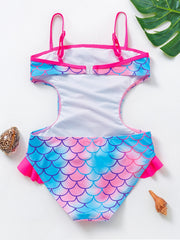 Toddler Girls Fish Scale Ruffle Trim Cami Swimsuit