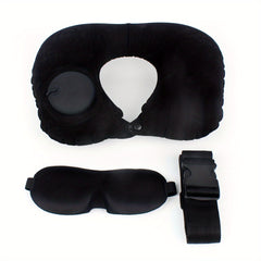 3pc Travel Set Luggage Strap, Eye Mask, U-shaped Pillow Portable Accessories