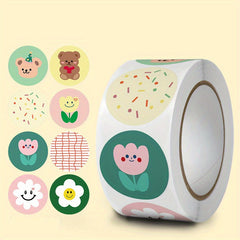 500 Sweet Heart Cartoon Stickers Roll DIY Fun Healing Small Fresh Stickers