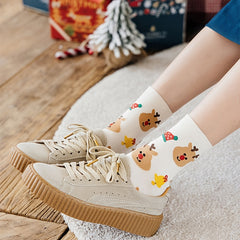 4 Pairs Cartoon Christmas Print Socks Women's Stockings