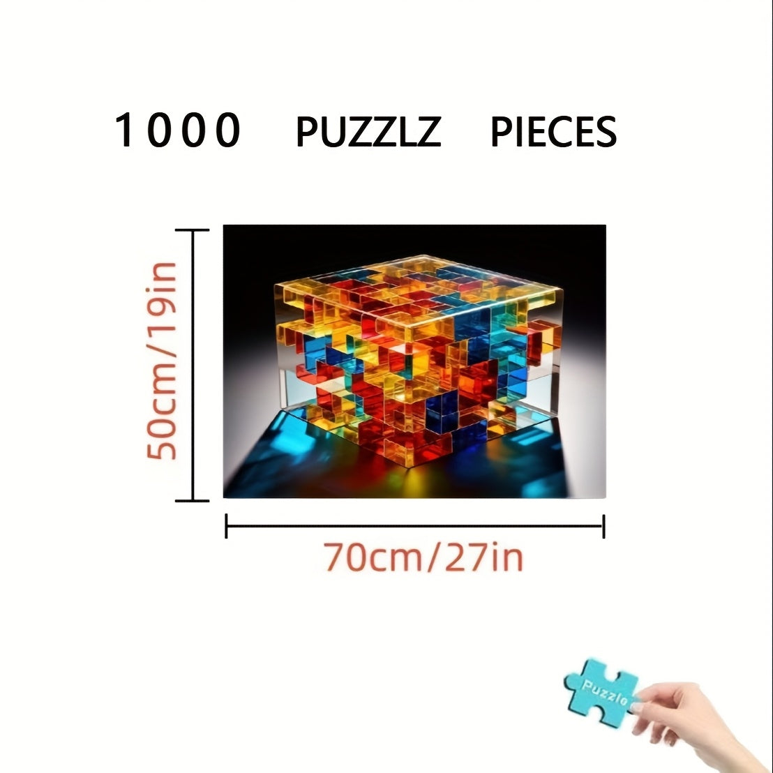 1000pcs Crystal Cube Jigsaw Puzzle Multicolor 3D Cube Shape