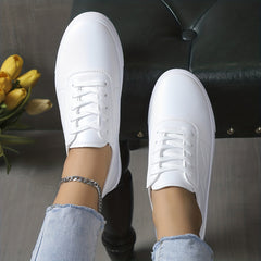Women's Lace-Up Sneakers Low Top Faux Leather Shoes