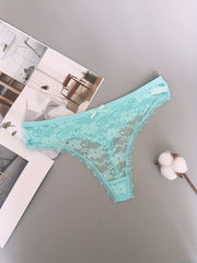 6pcs Floral Lace Mesh Thongs Stretch Panties Women's Lingerie