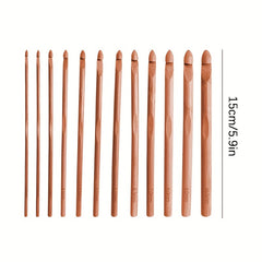 12pcs Bamboo Crochet Set Knitting Needle Hand DIY Tools For Arthritic Hands