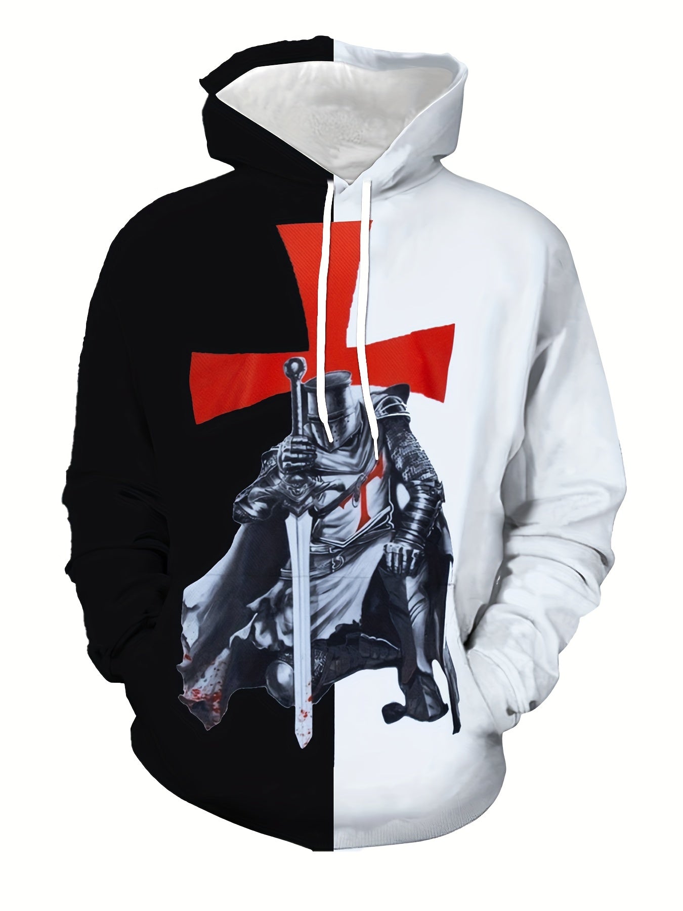Men's Knight Pattern Hoodie Hooded Sweatshirt