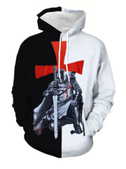 Men's Knight Pattern Hoodie Hooded Sweatshirt