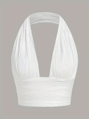 Y2K Ruched Halter Neck Top Sexy Backless Summer Women's Clothing