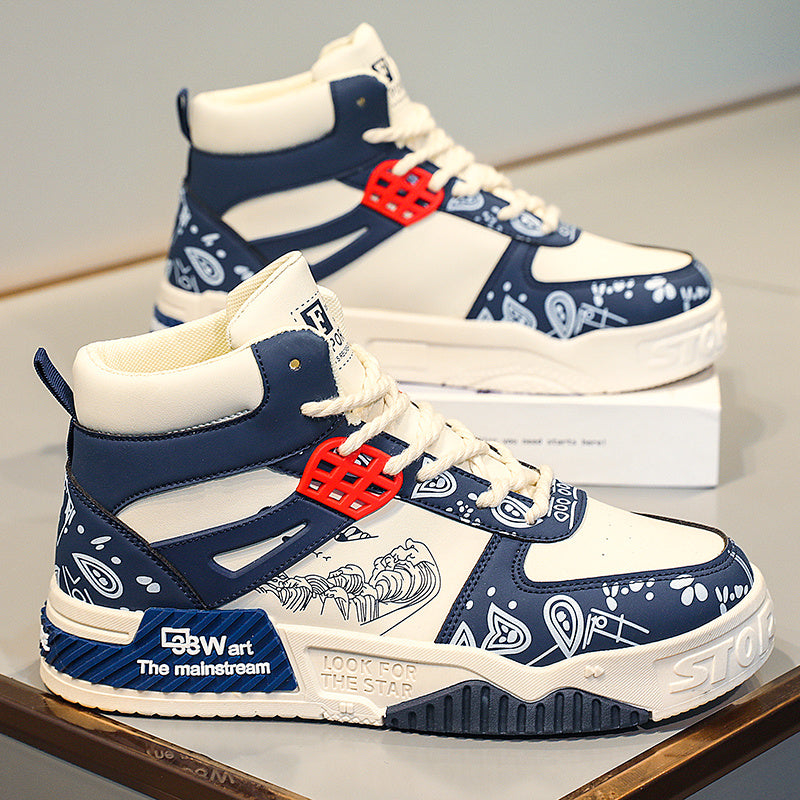 Men's High Top Graphic Skate Shoes Lace Up Sneakers