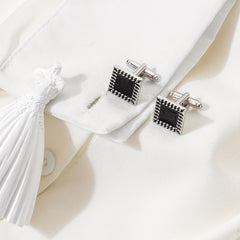 Men's French Shirts Geometric Square Cufflinks Sleeve Studs