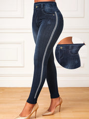 Denim Print High Rise Fitness Leggings