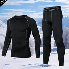Men's Thermal Sports Set Quick Dry Warm Compression Long Sleeve Shirt & Leggings