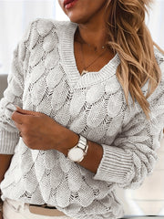 V Neck Sweater Long Sleeve Women's Casual Fall-Winter Clothing