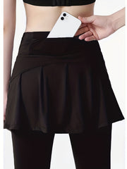 Solid Sports Skirts Leggings High Stretch Workout Pants Women's Activewear