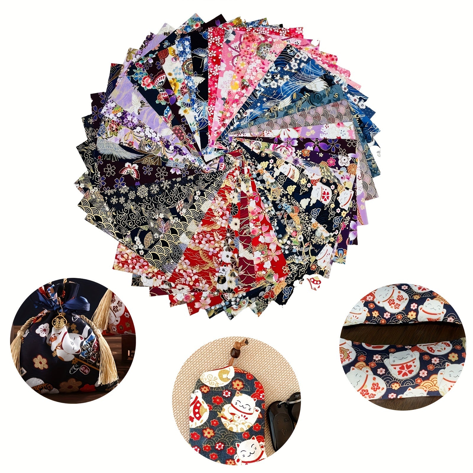 40pcs Japanese Style Flower Printed Fabric Patchwork For DIY Craft Sewing