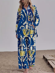 Women's Plus Graphic Print Long Sleeve Shirt & Pants Set