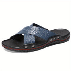 Men's Crocodile Pattern Quick Drying Slides for Beach Summer