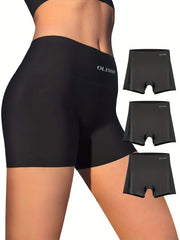3pcs Letter Print Boyshort Panties Soft & Comfortable Stretch Panties