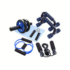 7-Piece Fitness Set: Ab Wheel, Push Up Bars, Grip Trainer, Tension Band