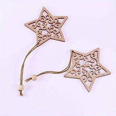 12pcs Wooden Snow Star Pendants for Party Decor