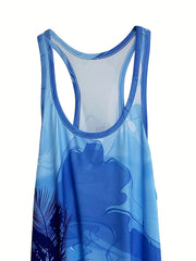 Tropical Print Scoop Neck Racer Back Sleep Dress