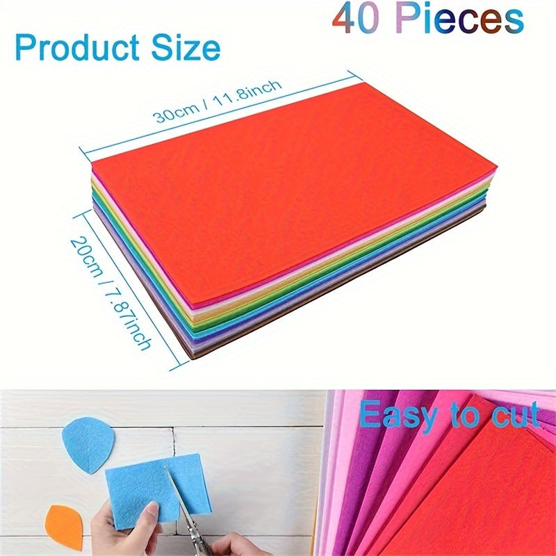 40pcs Felt Fabric Craft 20 X 30 Cm Panels Non Woven Sewing Projects